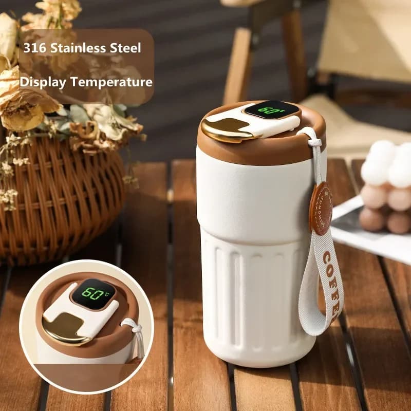 Termos ze Stali Nierdzewnej 450ml z Wyświetlaczem Temperatury - Idealny do Biura ☕